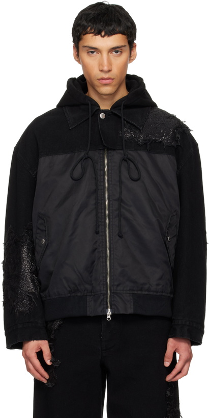 Photo: Song for the Mute Black TKL Edition Faded Denim Jacket