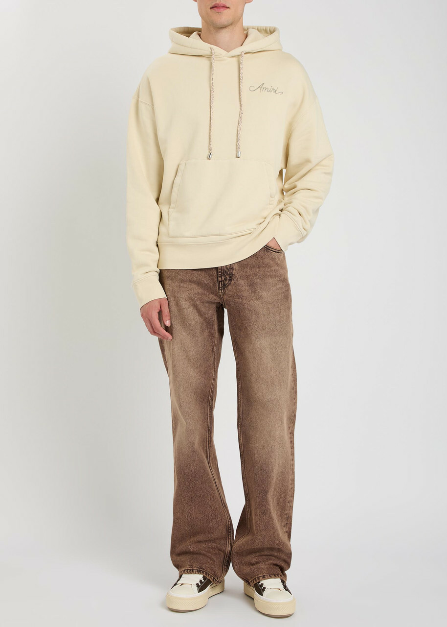 Amiri Ma Quad Checkerboard Logo-embroidered Hooded Cotton Sweatshirt Off White