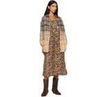 R13 Brown Relaxed Strappy Midi Dress