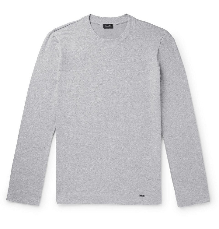 Photo: Hanro - Mélange Loopback Stretch-Cotton Jersey Sweatshirt - Gray