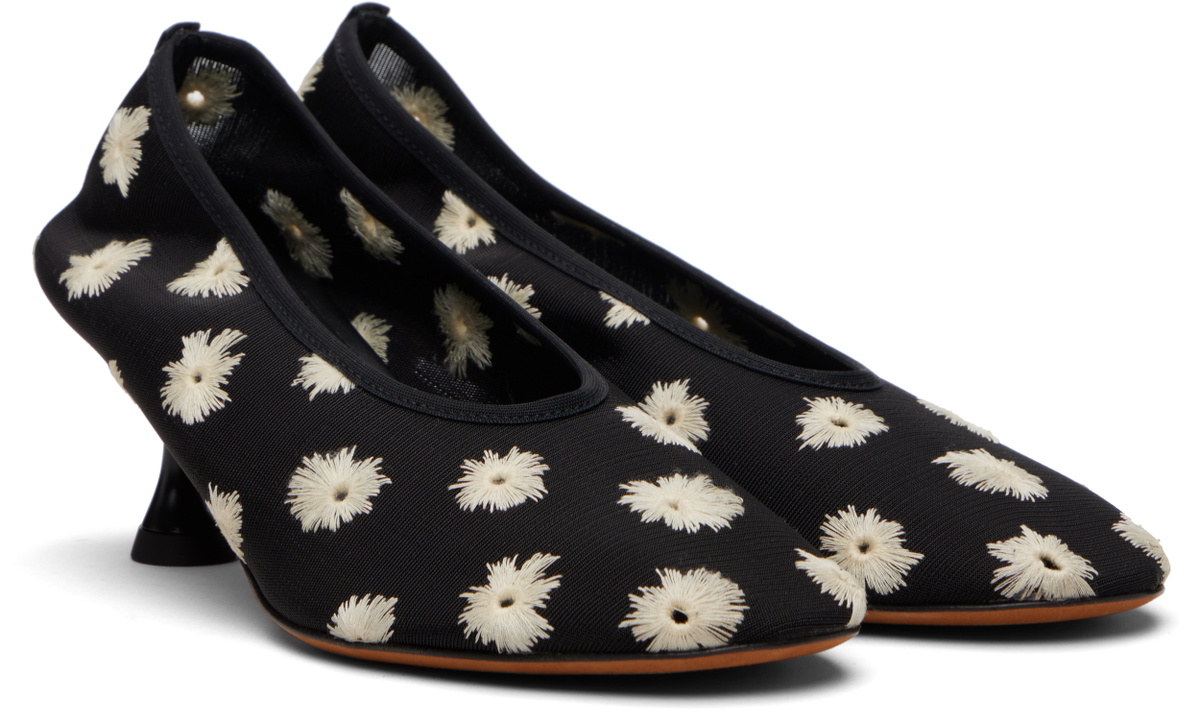 Proenza Schouler Black Tee Embroidered Pump Heels