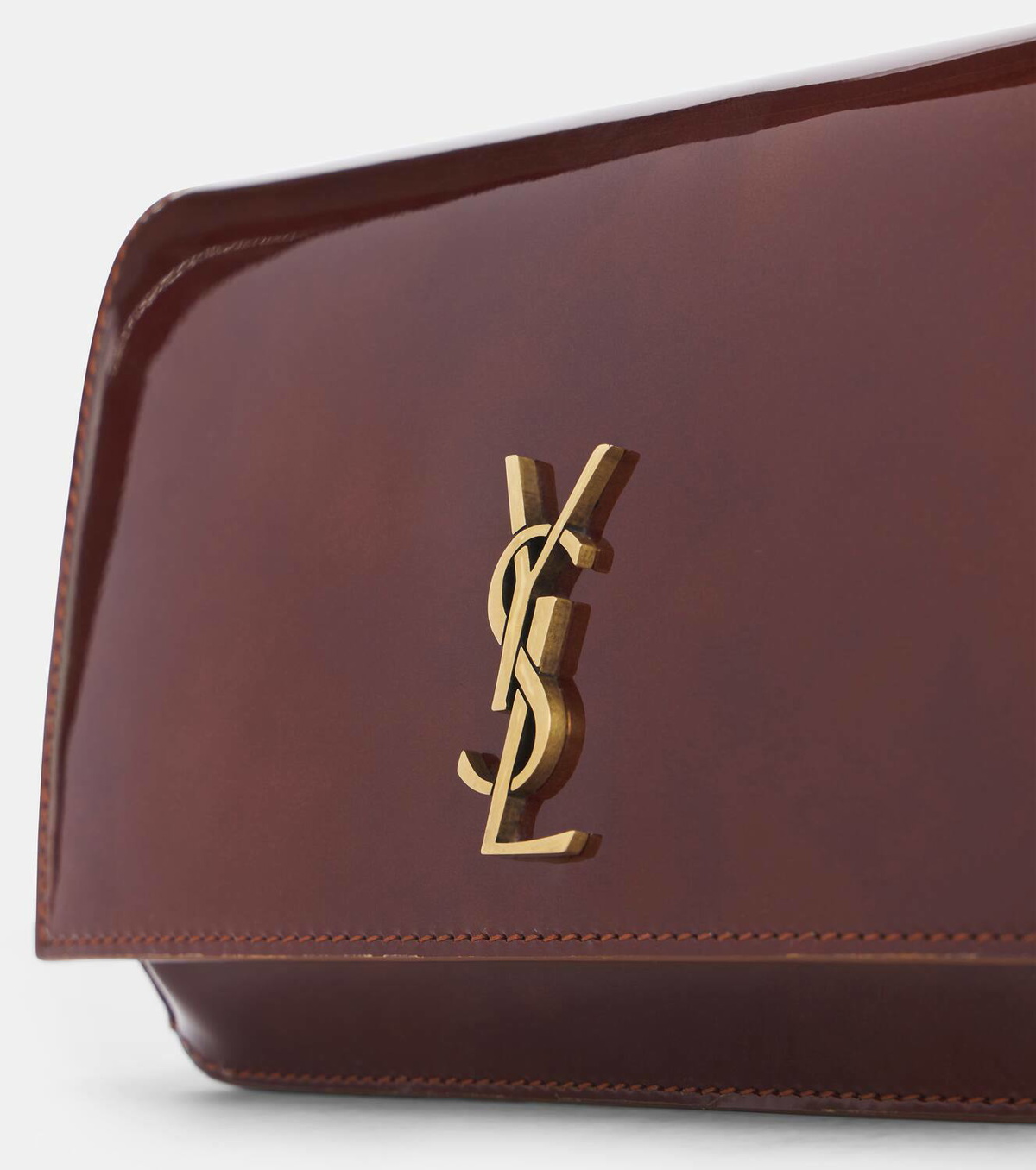 SAINT LAURENT ブラウン ケース Saint Laurent Cassandre patent leather phone case Saint Laurent