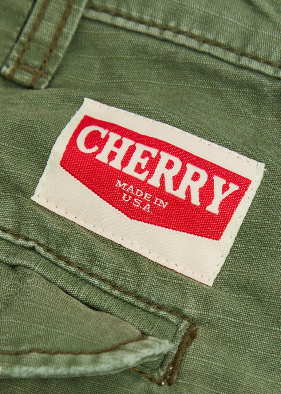 Cherry Los Angeles Paint-splatter Cotton Cargo Shorts Green