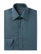 TOM FORD - Cutaway-Collar Lyocell-Blend Poplin Shirt - Blue