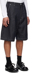 Comme des Garçons Homme Navy Cotton Nylon Denim Shorts