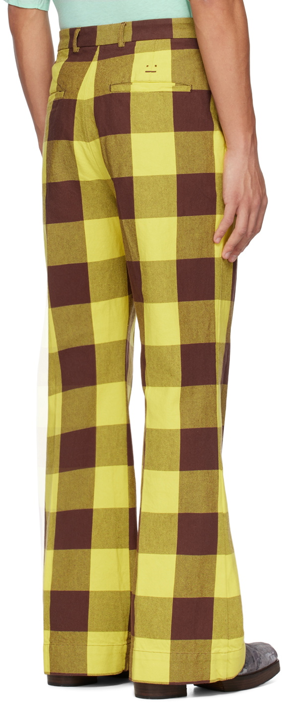 Acne Studios Yellow & Brown Check Trousers