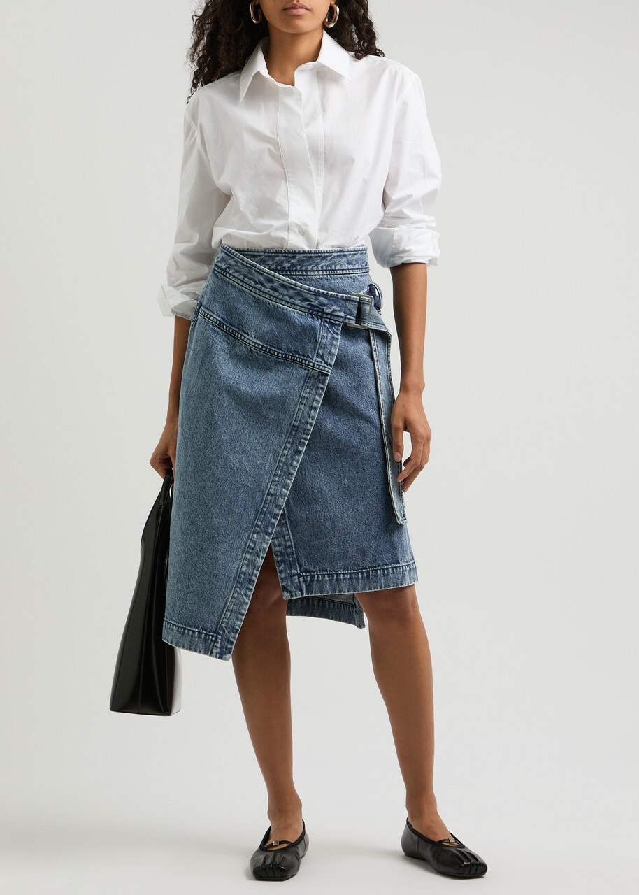 3.1 Phillip Lim Denim Wrap Midi Skirt