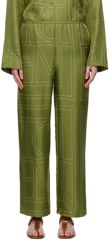 Photo: TOTEME Green Monogram Lounge Pants