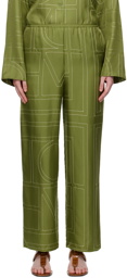 TOTEME Green Monogram Lounge Pants
