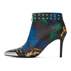 Versace Jeans Couture Multicolor Baroque Print Ankle Boots