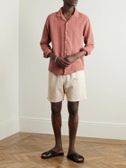 Mr P. - Camp-Collar Garment-Dyed Cotton-Muslin Shirt - Pink