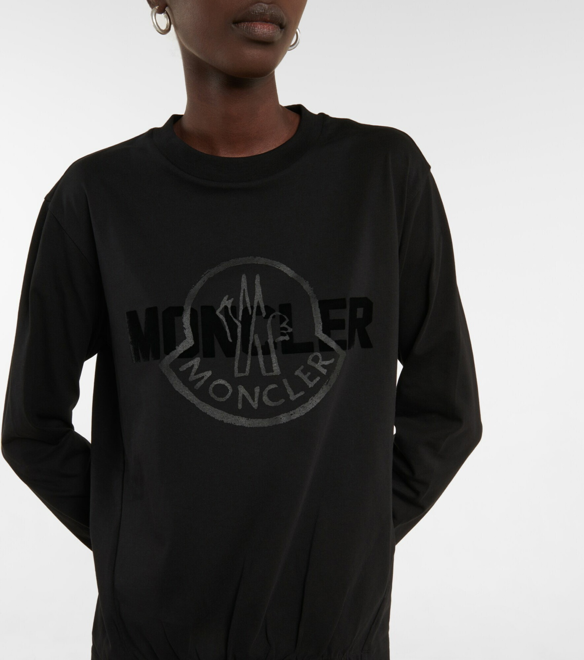 Logo Cotton Jersey T Shirt in Black - Moncler