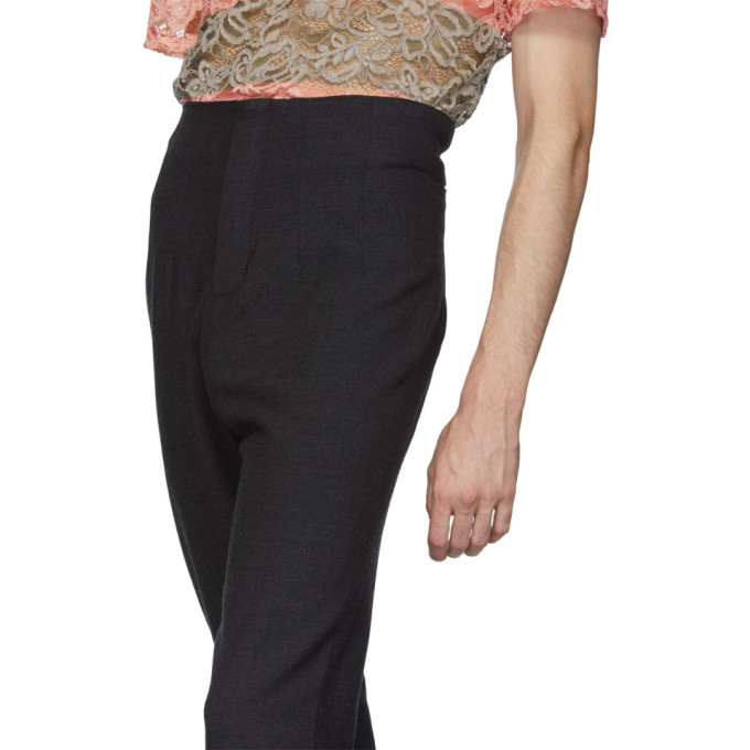 Palomo Spain Grey Wool High Waist Trousers