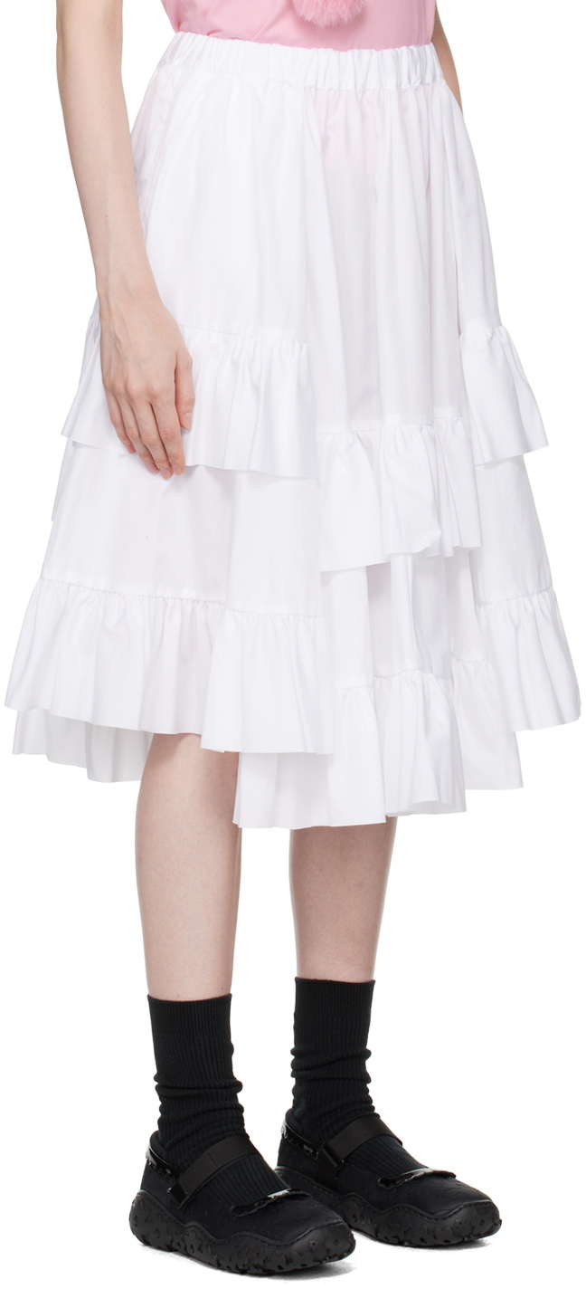 Comme des Garçons Girl White Tiered Midi Skirt