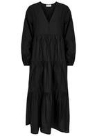 Matteau Tiered Cotton Maxi Dress Black