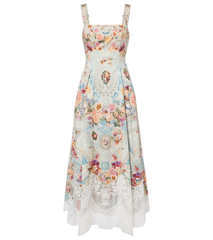 Photo: Camilla Printed lace-trimmed cotton midi dress