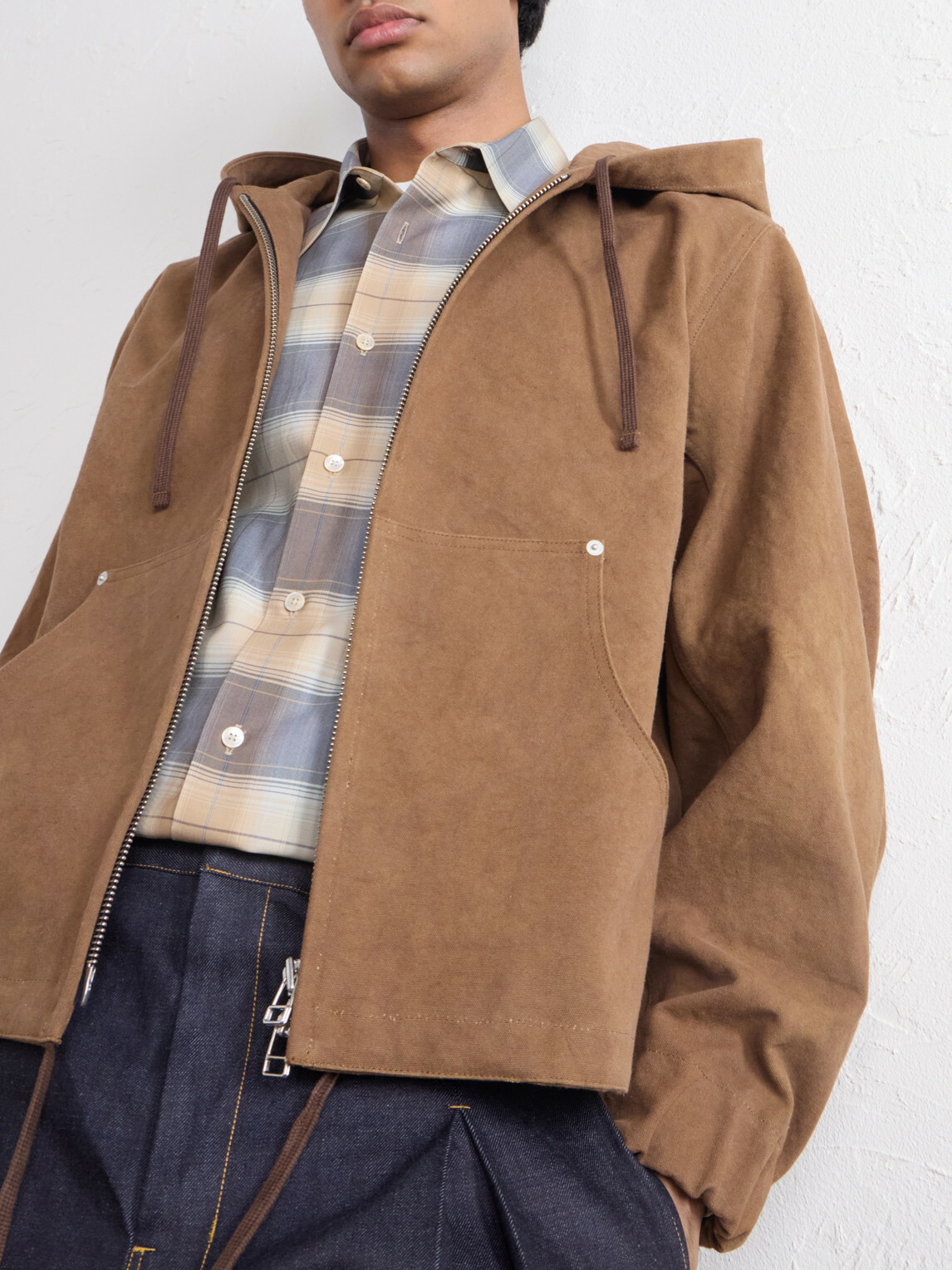SAGE NATION - Duck Cotton-Canvas Hooded Blouson Jacket - Brown