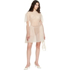 Simone Rocha Beige Puff Sleeve Cord Hip Minidress