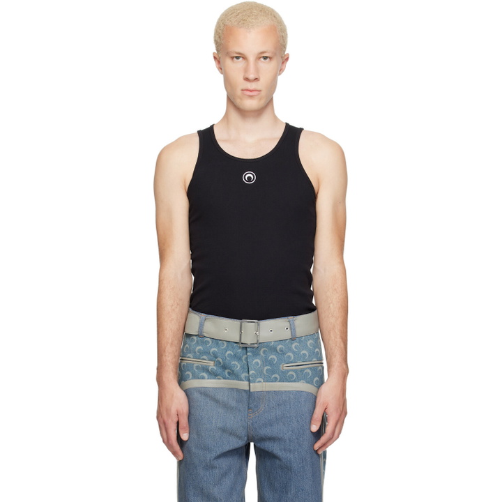 Photo: Marine Serre Black Moon Logo Ribbed Jersey Tank Top