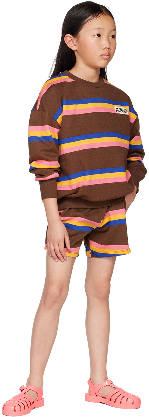 Mini Rodini Kids Brown Striped Shorts
