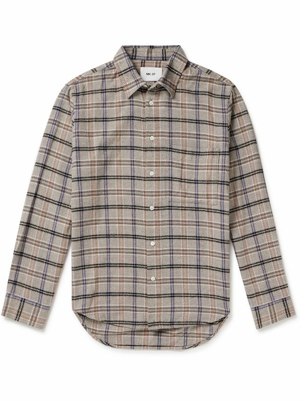 Photo: NN07 - Arne 5166 Checked Cotton-Flannel Shirt - Gray