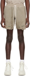 John Elliott Brown Burnout Shorts