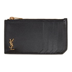 Saint Laurent Black Tiny Monogramme Zip Card Holder