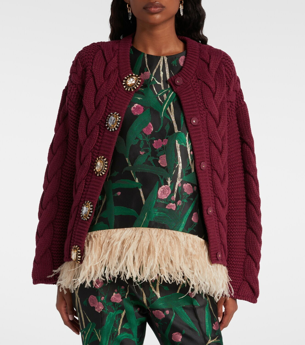 La DoubleJ Portrait embellished wool-blend cardigan