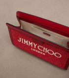 Jimmy Choo Avenue Small leather-trimmed raffia pouch