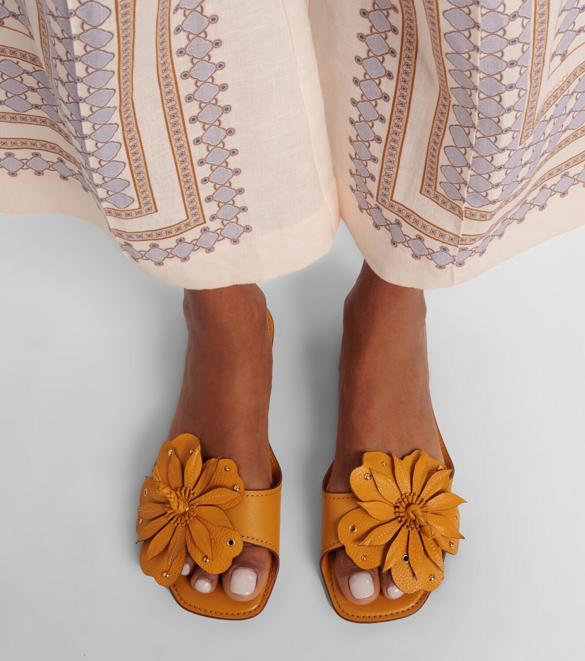 Zimmermann Brightside floral-appliqué leather sandals