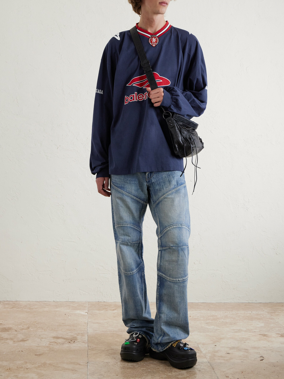 Balenciaga - Oversized Appliquéd Printed Cotton-Jersey T-Shirt - Blue