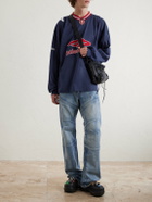Balenciaga - Oversized Appliquéd Printed Cotton-Jersey T-Shirt - Blue