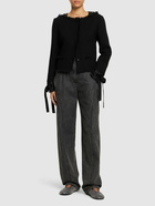 ALBERTA FERRETTI Wool Collarless Jacket with Bow