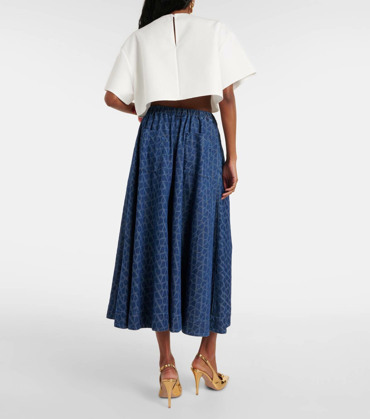 スカート Valentino Garavani Toile Iconographe Pleated Silk Skirt VALENTINO GARAVANI Pleated silk crepe de chine maxi skirt