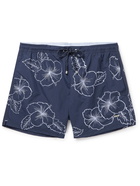 Hugo Boss - Slim-Fit Mid-Length Embroidered Swim Shorts - Blue