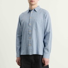 Folk Men's Easy Fit Shirt in Washed Indigo Stripe