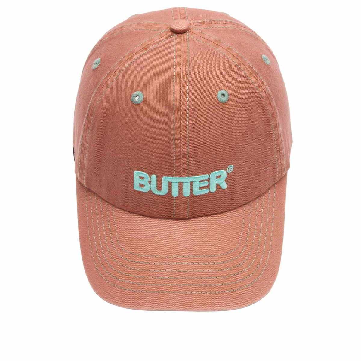 Butter Goods Men's Rounded Logo 6 Panel Cap in Washed Sangria 