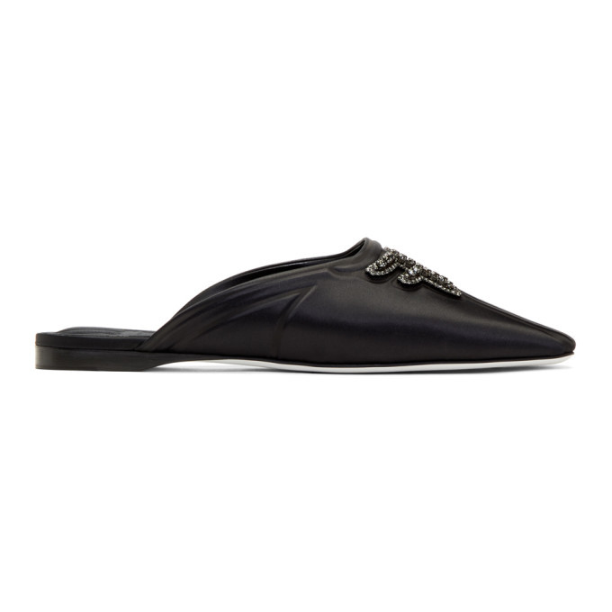 Fendi Black Crystal Slippers Fendi