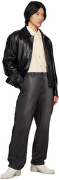 Solid Homme Black Short Leather Jacket