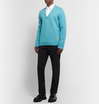 Gucci - Logo-Appliquéd Brushed Wool Sweater - Blue