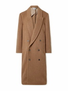 LOEWE - Oversized Double-Breasted Brushed Llama and Wool-Blend Coat - Brown