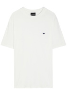 Emporio Armani Logo-embroidered Lyocell and Cotton-blend T-shirt White