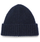 Mr P. - Ribbed Brushed-Wool Beanie - Men - Navy