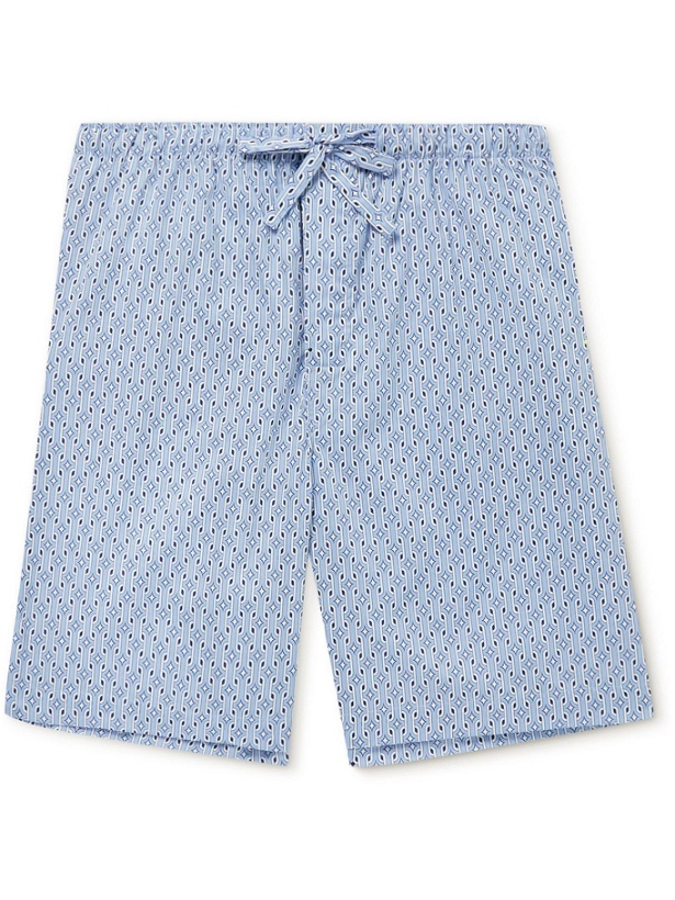 Photo: DEREK ROSE - Nelson Printed Cotton-Poplin Pyjama Shorts - Blue