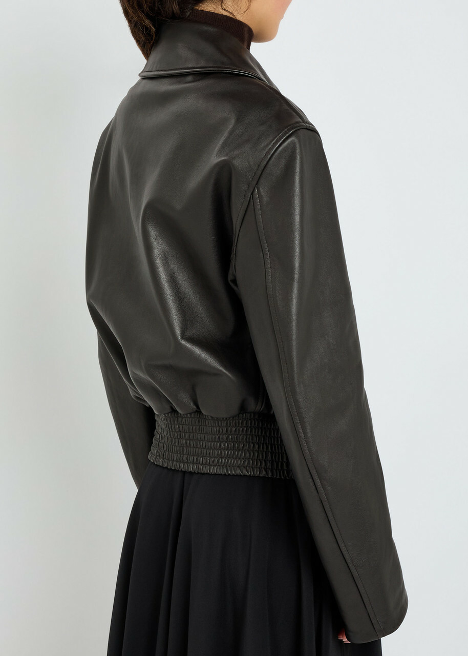 Lemaire Leather Jacket Dark Brown
