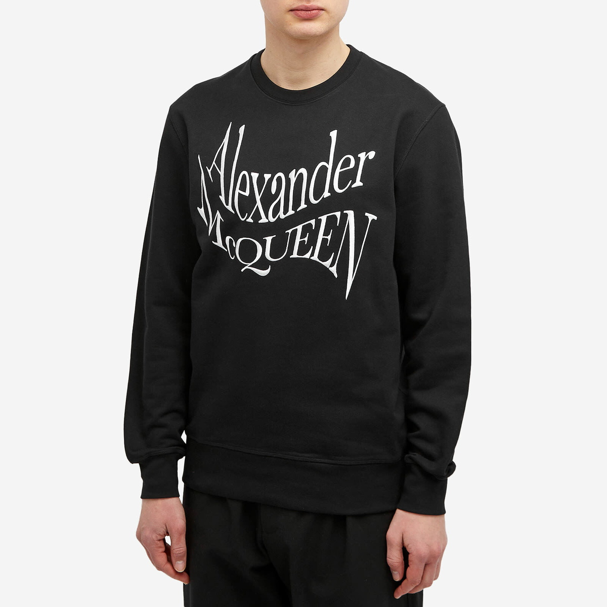 Alexander McQueen Men's Warped Logo Crew Sweat in Black