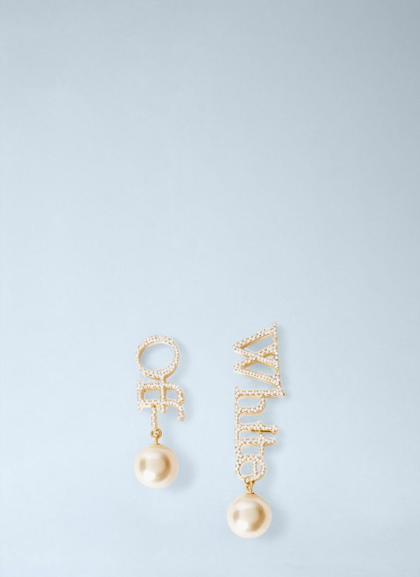 Photo: OFF WHITE Strass And Pearl Logo Earrings