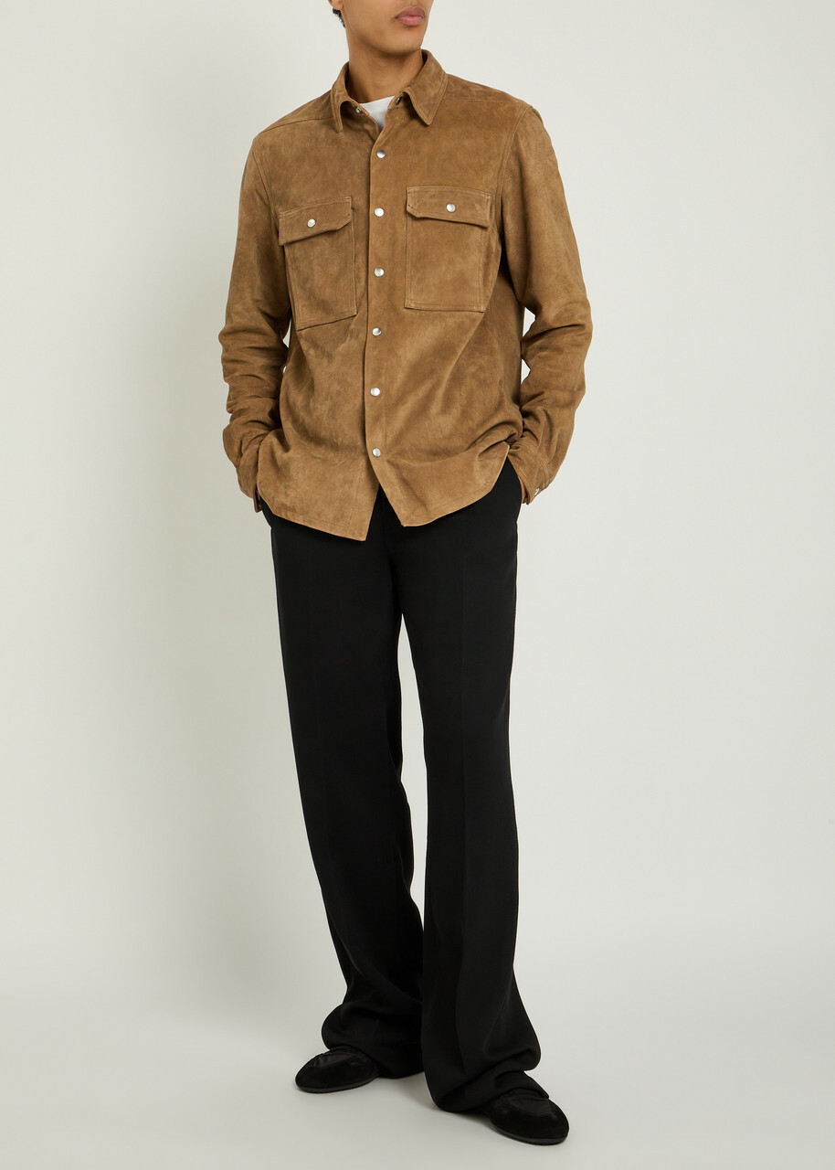 Rick Owens Suede Overshirt Brown