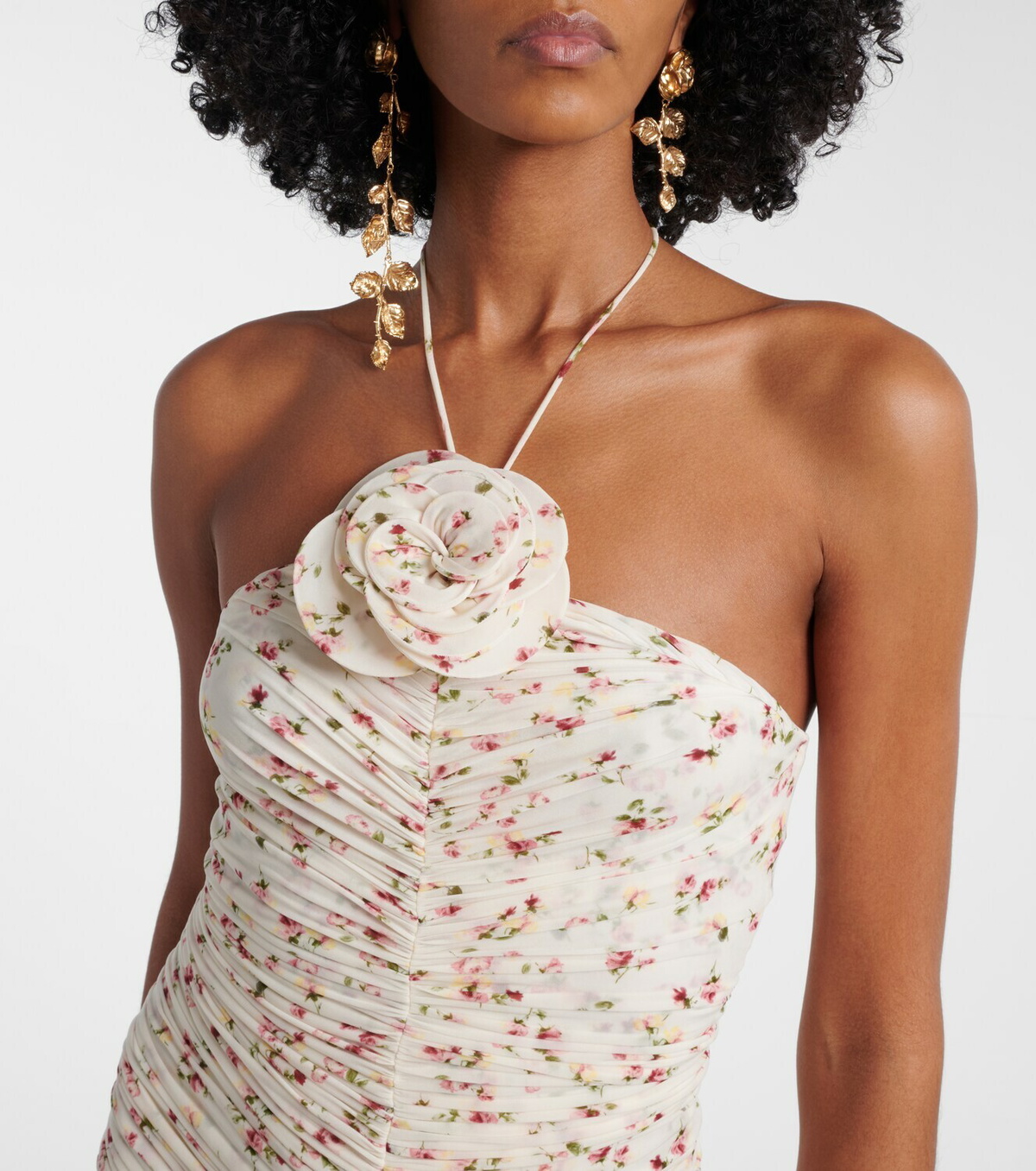 Magda Butrym Floral-appliqué ruched midi dress