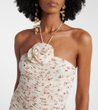 Magda Butrym Floral-appliqué ruched midi dress